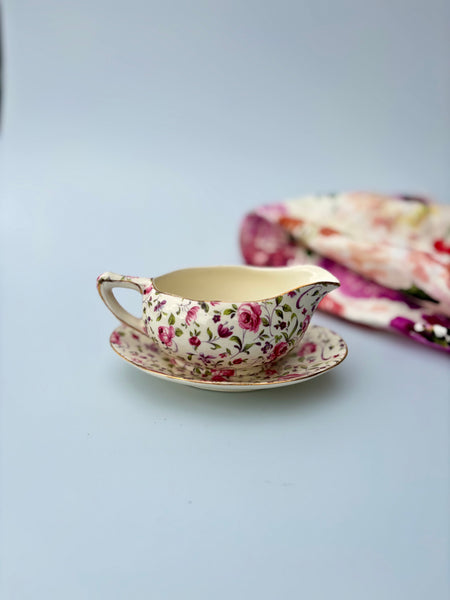 Royal Winton Rose DuBarry Chintz Miniature Sauce Boat, c.1951