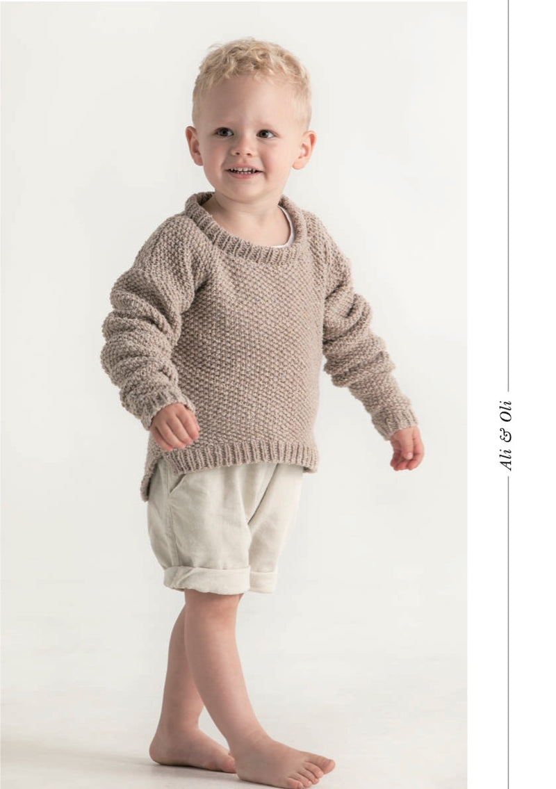 Front view of Oli sweater as shown in Pattern