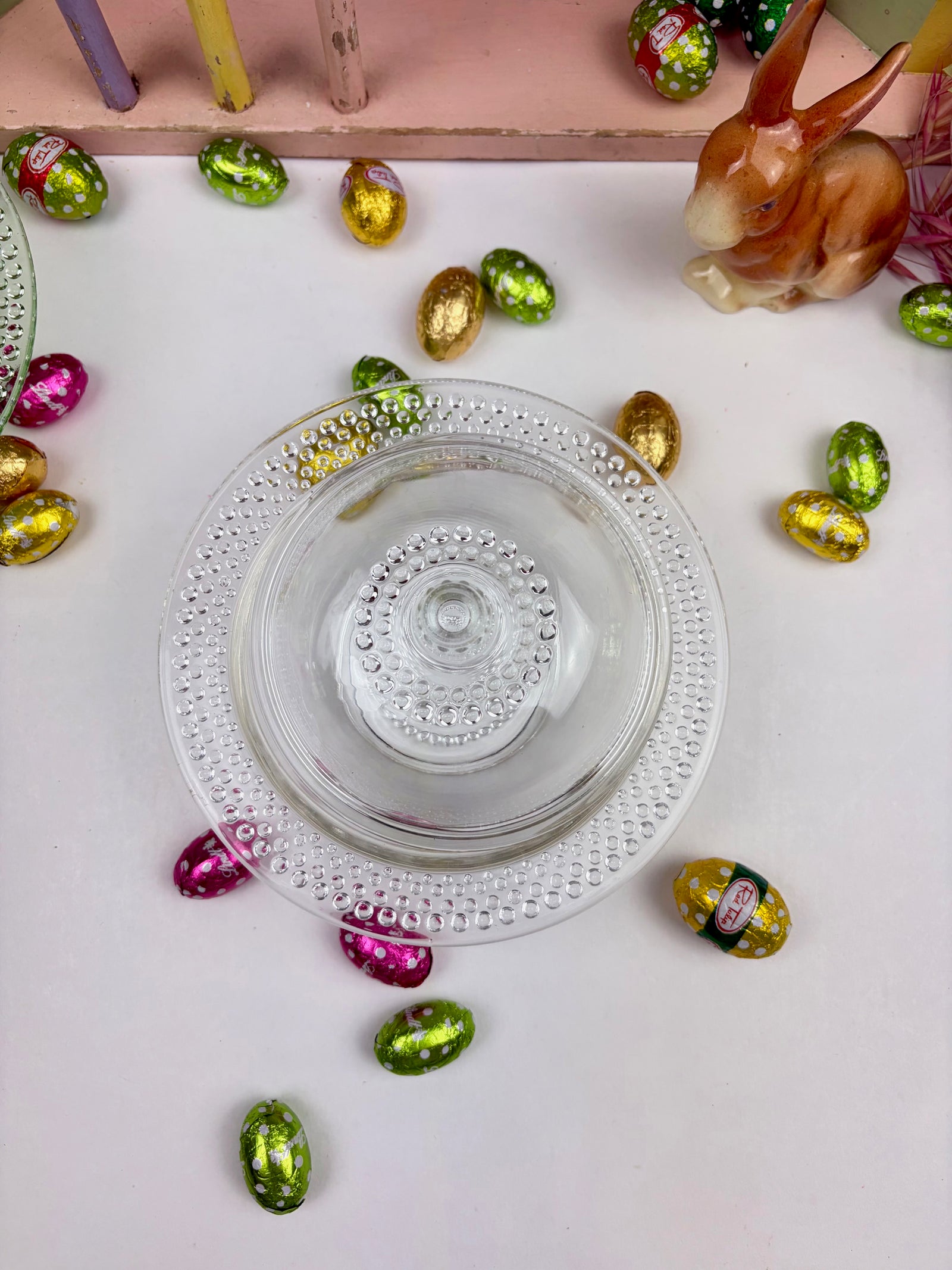 Hazel Atlas Clear Depression Glass Hobnail Butter Dish | 1930s
