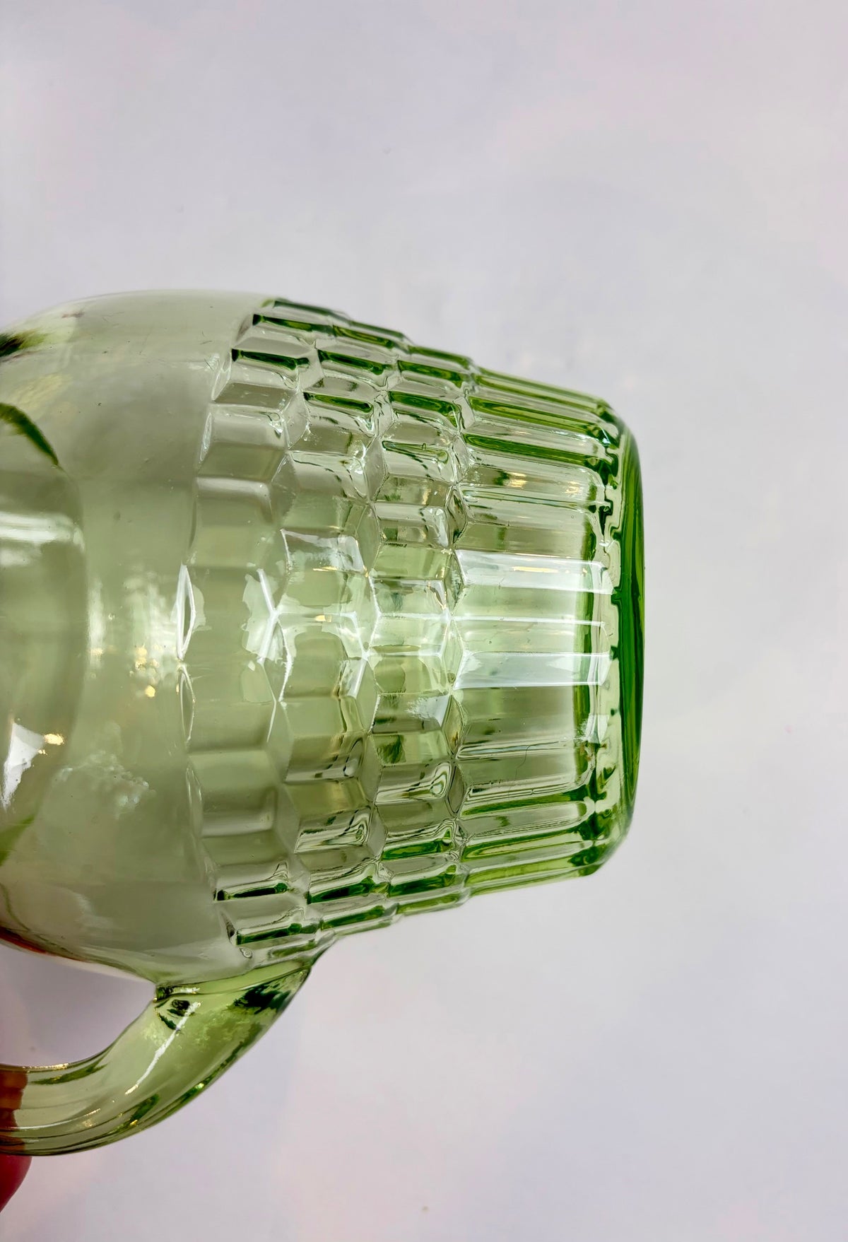 Anchor Hocking Block Optic Uranium Depression Glass Pitcher | 1929