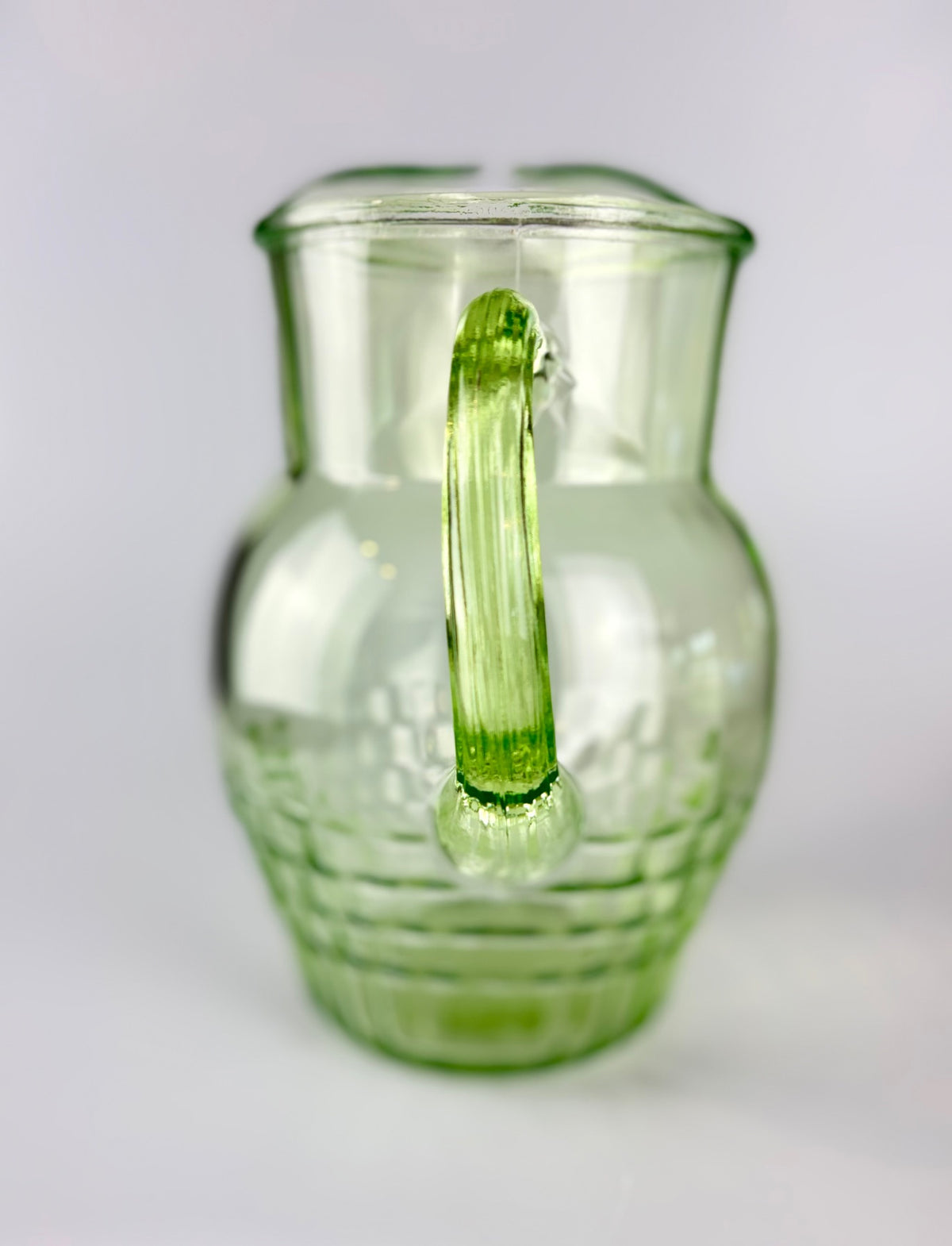 Anchor Hocking Block Optic Uranium Depression Glass Pitcher | 1929