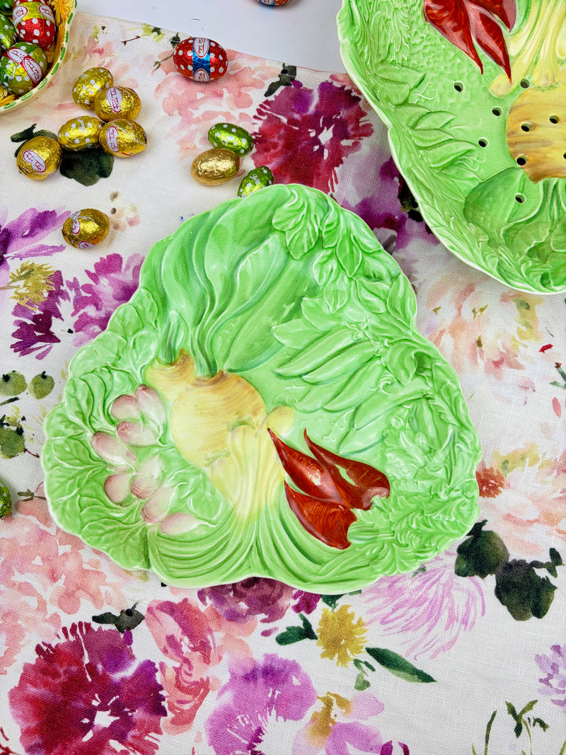 Royal Winton Lettuce Leaf Strainer & Underplate | Majolica | 1930s