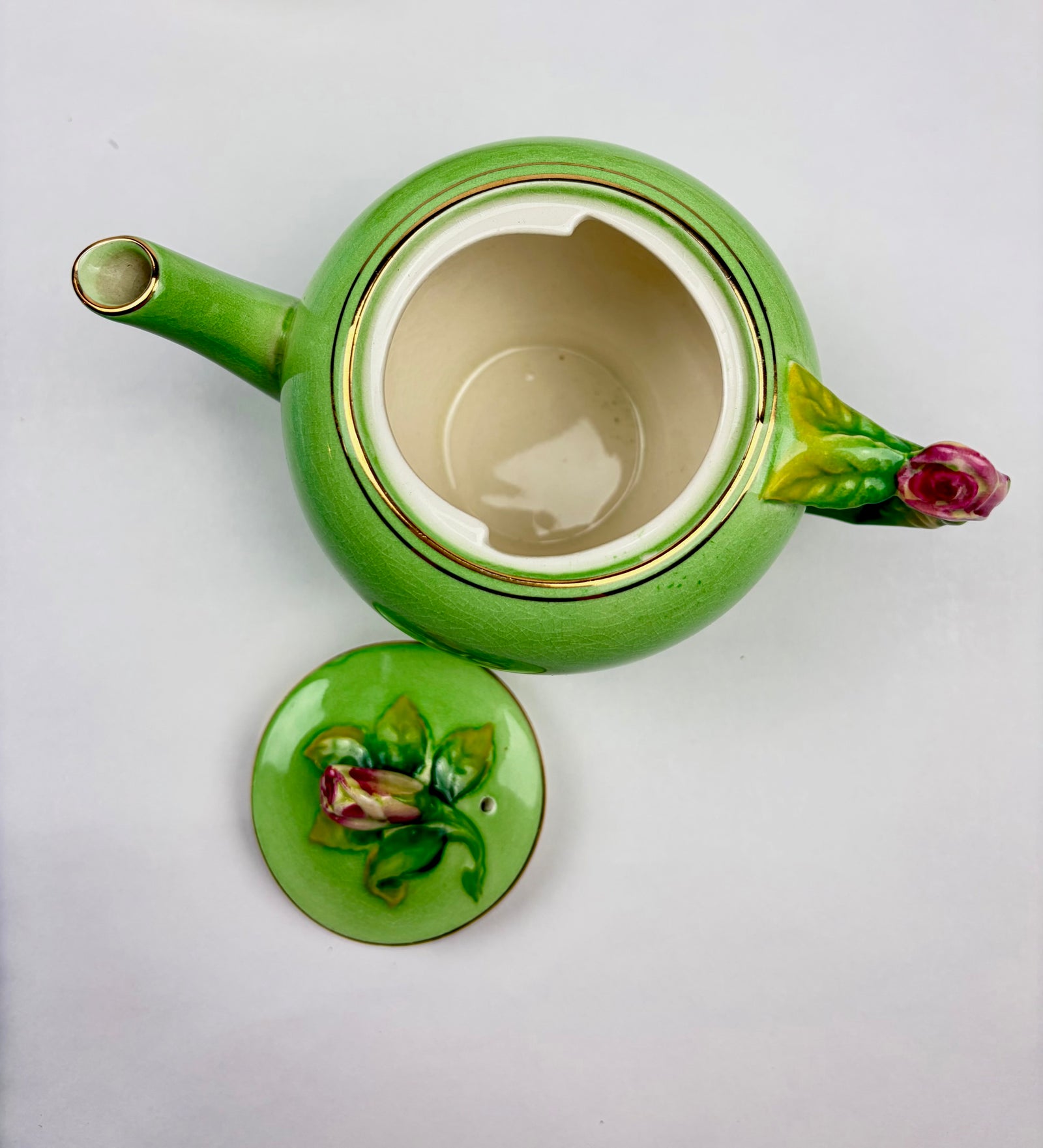 イギリス　ウィントンモーニングセット Rare Royal Winton Green Rosebud Breakfast Set Complete 7-Piece