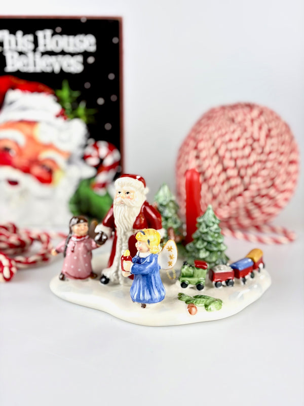 Villeroy and Boch porcelain candle holder called Santa with Train from the Fairytale Park Collection.