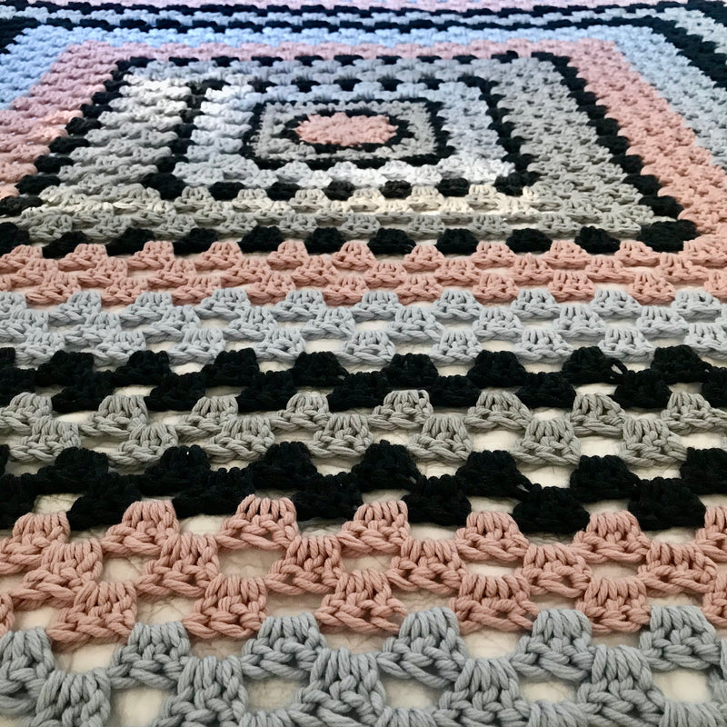 Detail shot of Super Granny Square Crochet Blanket