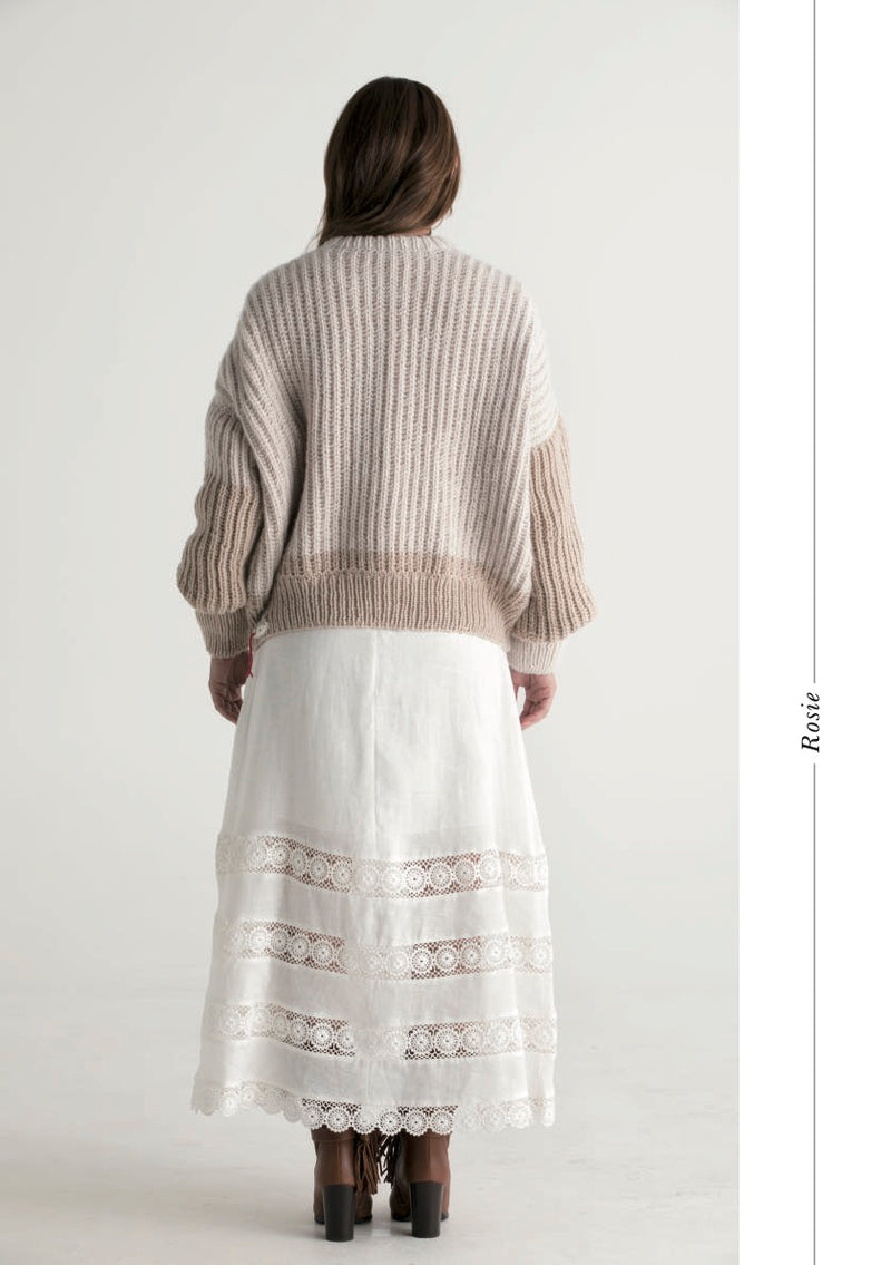 Back view of Rosie Crew Neck Sweater Pattern